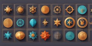 Collage de amuletos zodiacales de formas y colores variados
