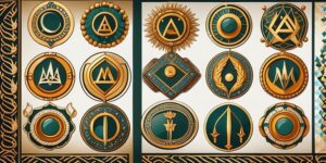 Un Tetragramatón luminoso con amuletos místicos y energía mágica